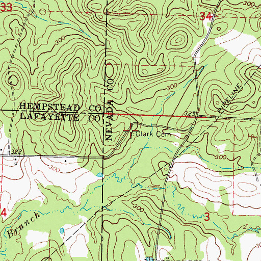 Topographic Map of Clark Cemetery, AR