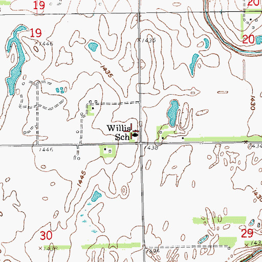 Topographic Map of Willis School (historical), KS