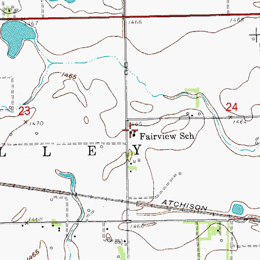 Topographic Map of Fairview Elementary School (historical), KS