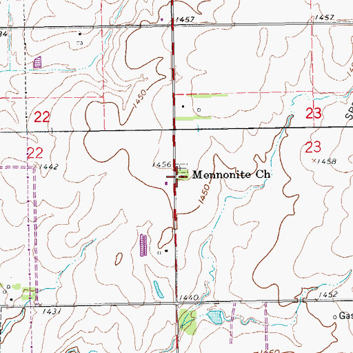 Topographic Map of Mennonite Church, KS