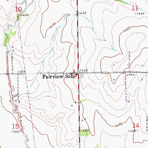 Topographic Map of Fairview Elementary School (historical), KS
