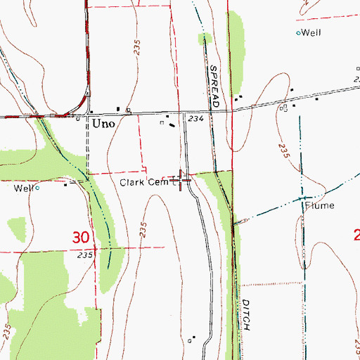 Topographic Map of Clark Cemetery, AR