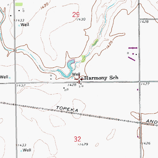Topographic Map of Harmony School (historical), KS
