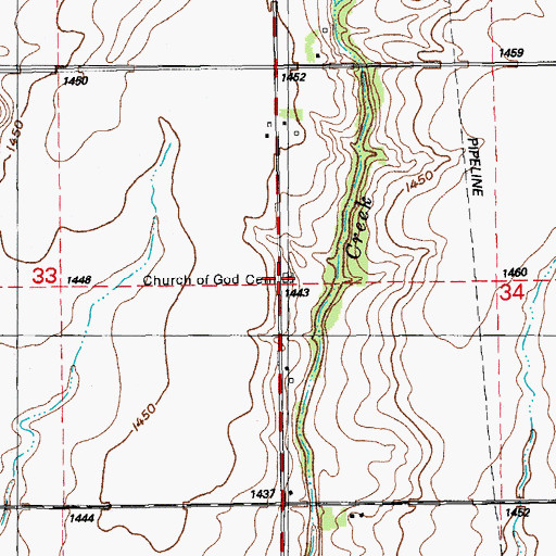 Topographic Map of Church of God of the First Born Cemetery, KS