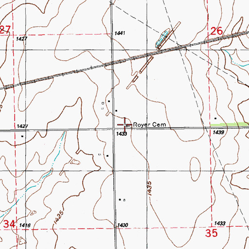 Topographic Map of Royer Cemetery, KS