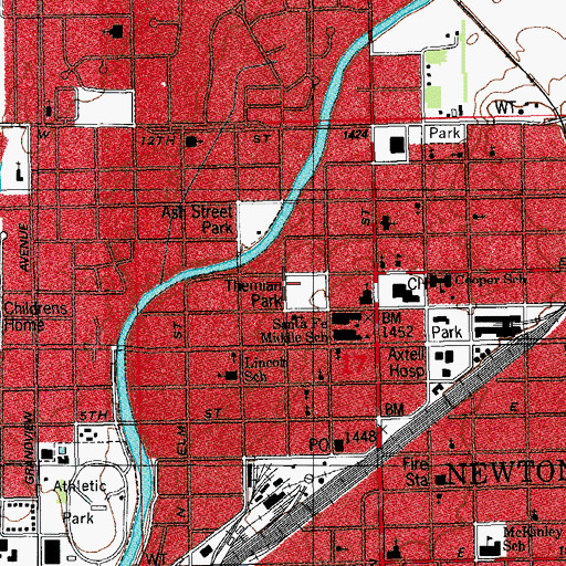 Topographic Map of Themian Park, KS