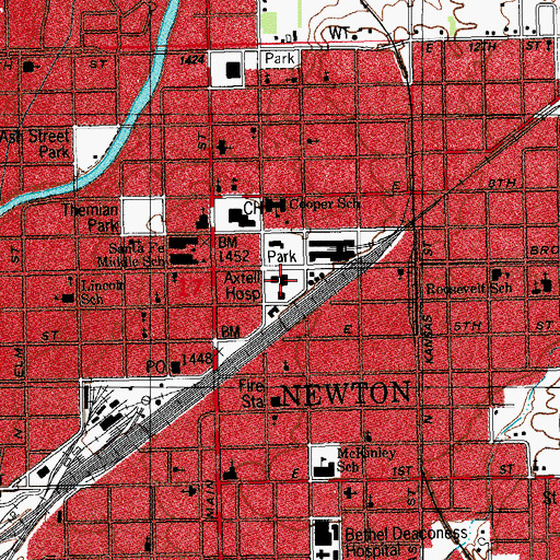 Topographic Map of Axtell Hospital, KS
