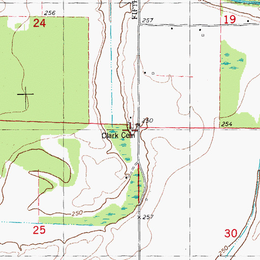 Topographic Map of Clark Cemetery, AR