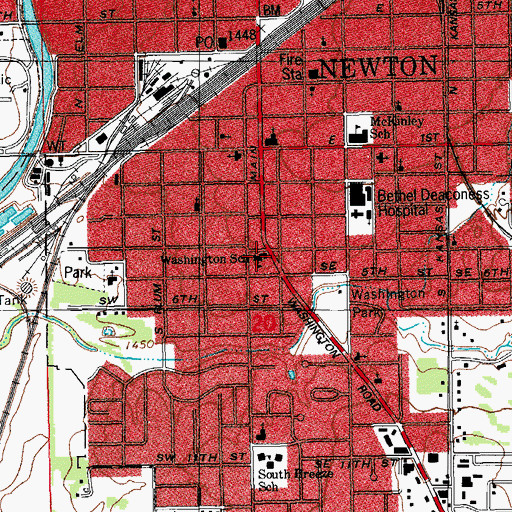 Topographic Map of Washington Elementary School, KS
