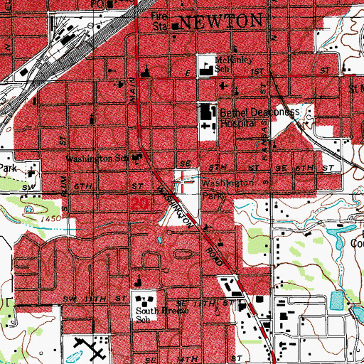 Topographic Map of Washington Park, KS