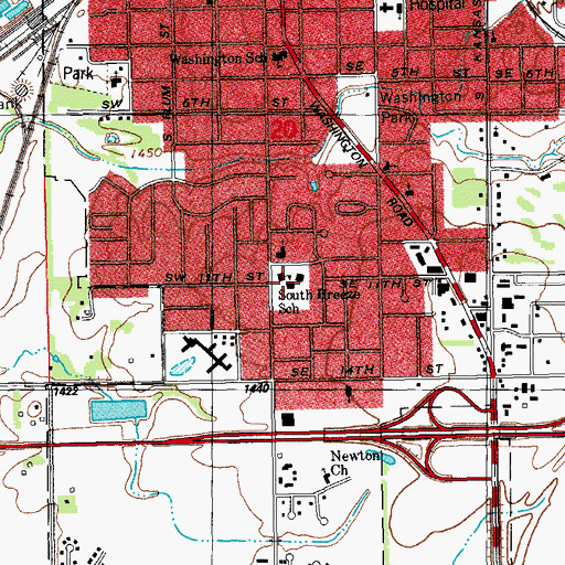 Topographic Map of South Breeze Elementary School, KS