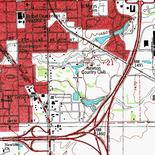 Topographic Map of Fox Ridge Golf Club and Conference Center, KS