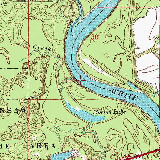 Topographic Map of Clark Creek, AR