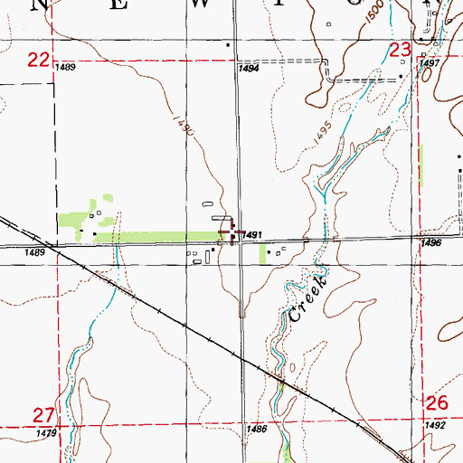 Topographic Map of Kellas School (historical), KS