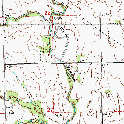 Topographic Map of Walnut Creek, KS