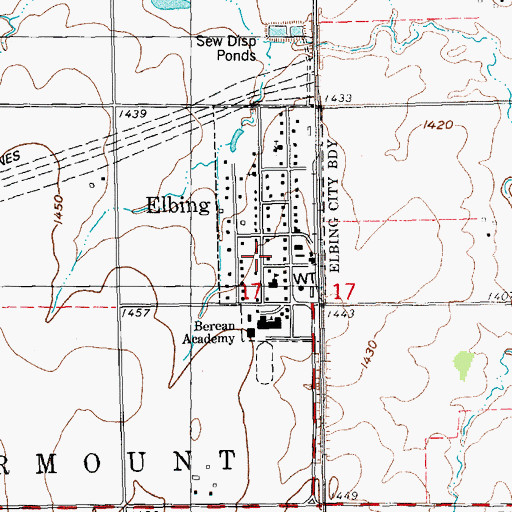 Topographic Map of Elbing, KS