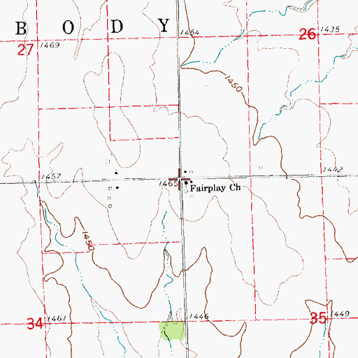 Topographic Map of Fairplay Church, KS