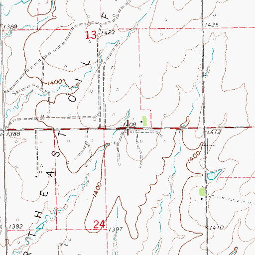 Topographic Map of Paulson Northeast Oil Field, KS