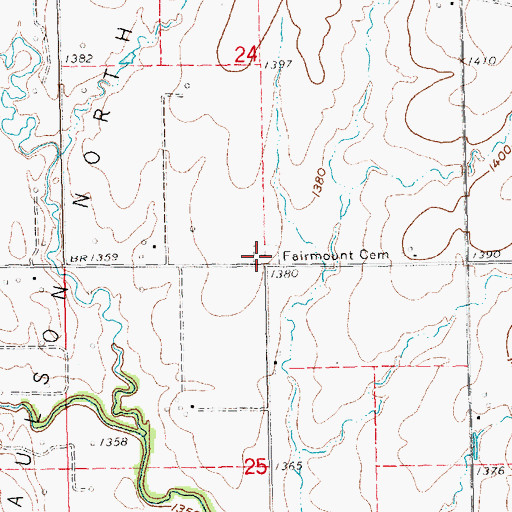 Topographic Map of Fairmount Cemetery, KS