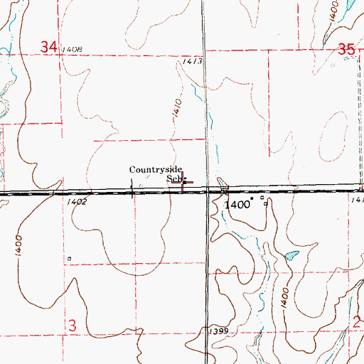 Topographic Map of Countryside School, KS