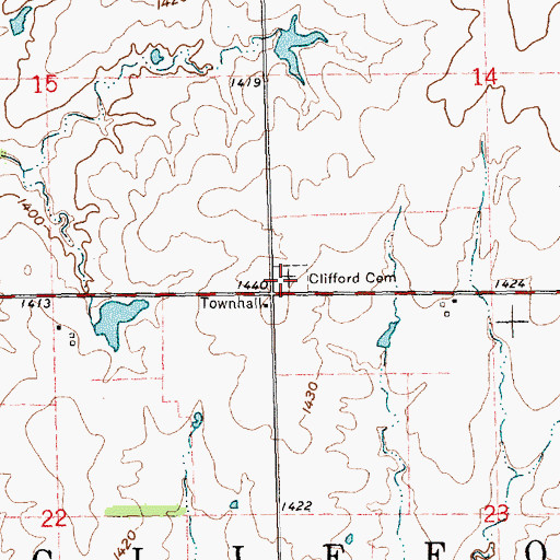 Topographic Map of Pleasant Center Cemetery, KS