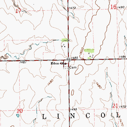 Topographic Map of Eden Mennonite Church, KS