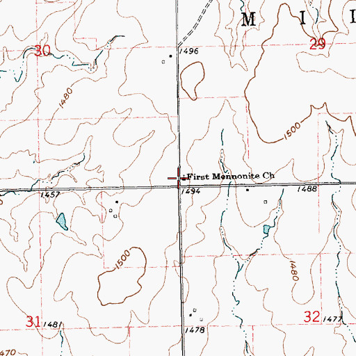 Topographic Map of First Mennonite Church of Burns, KS