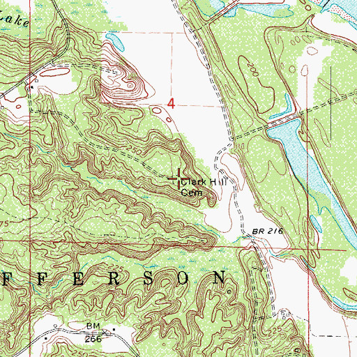 Topographic Map of Clark Hill Cemetery, AR