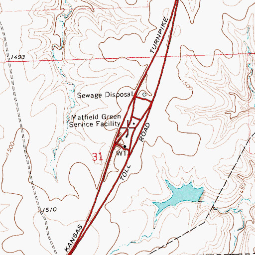 Topographic Map of Matfield Green Service Facility, KS