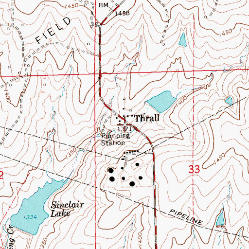 Topographic Map of Thrall, KS