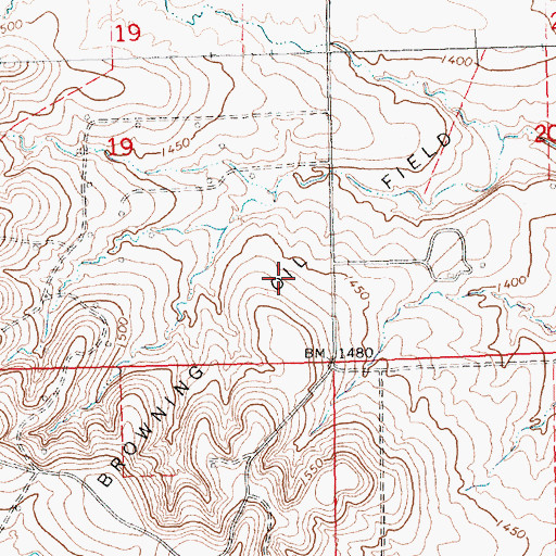 Topographic Map of Browning Oil Field, KS