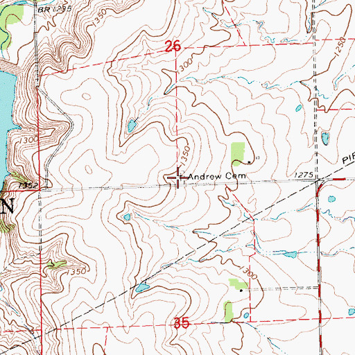 Topographic Map of Andrew Cemetery, KS