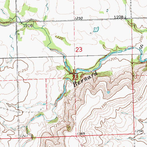 Topographic Map of Bernard Branch, KS