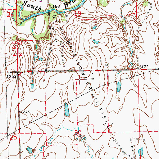 Topographic Map of De Malorie-Sowder Oil Field, KS