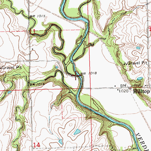 Topographic Map of Van Horn Creek, KS