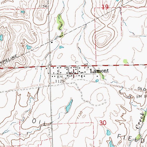 Topographic Map of Lamont, KS