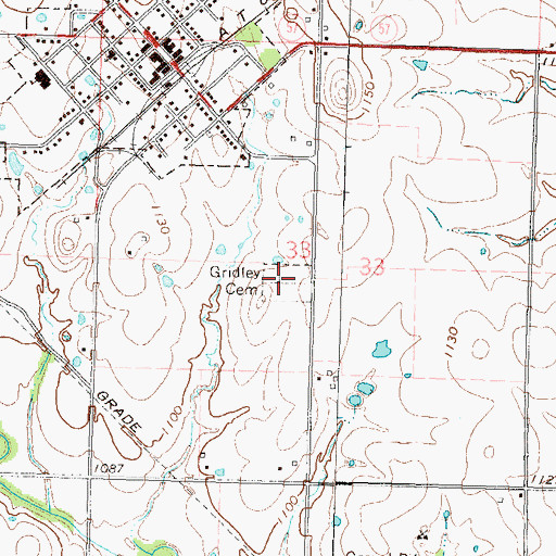 Topographic Map of Gridley Cemetery, KS