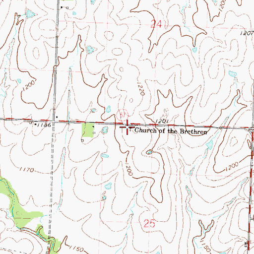 Topographic Map of Church of the Brethren, KS