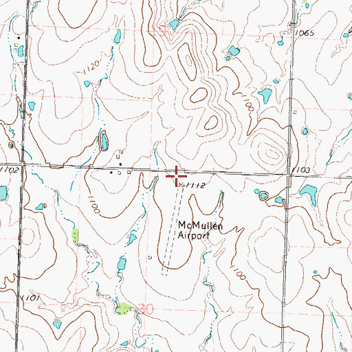 Topographic Map of McMullen Airport (historical), KS