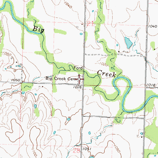 Topographic Map of Big Creek Cemetery, KS