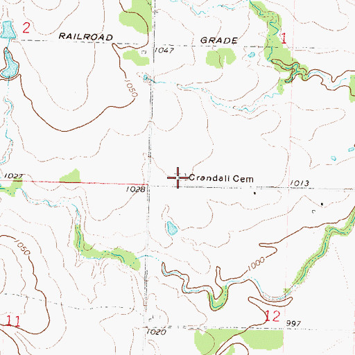 Topographic Map of Crandell Cemetery, KS