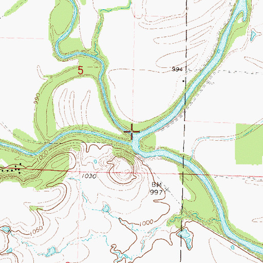 Topographic Map of Big Creek, KS