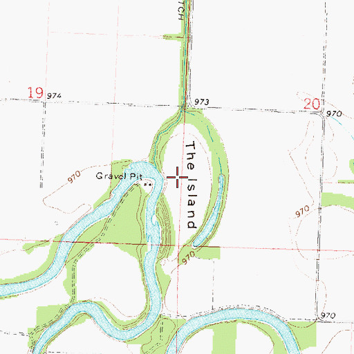 Topographic Map of The Island, KS