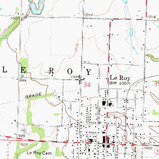 Topographic Map of Township of LeRoy, KS