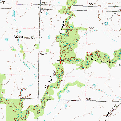 Topographic Map of Bowmans Branch, KS