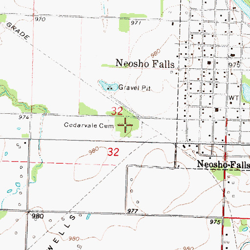Topographic Map of Cedarvale Cemetery, KS