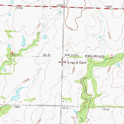 Topographic Map of Logue Cemetery, KS