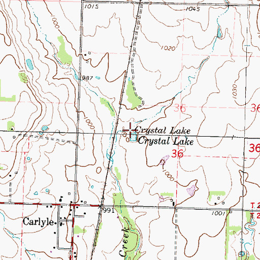 Topographic Map of Crystal Lake, KS