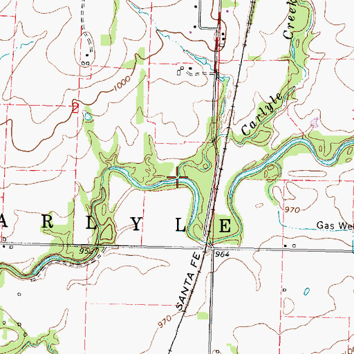 Topographic Map of Carlyle Creek, KS