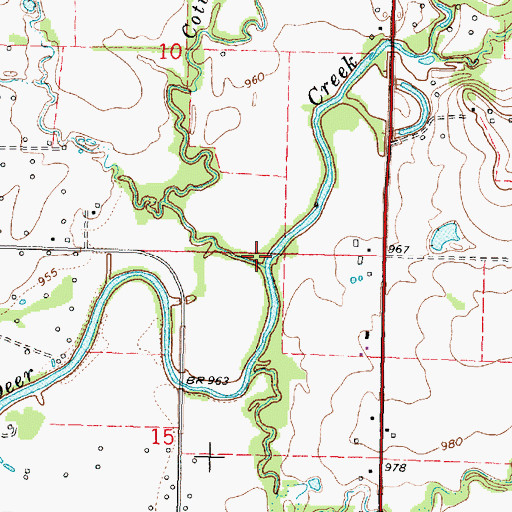 Topographic Map of Cottonwood Creek, KS